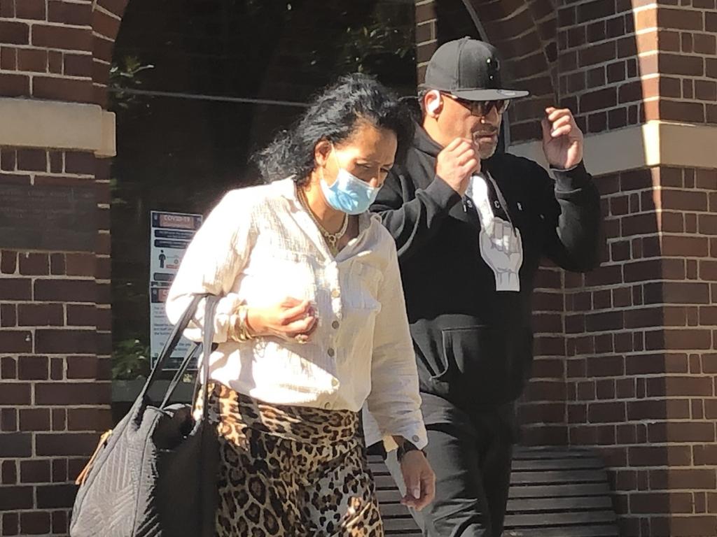 Former NRL star John Hopoate leaves Manly Court House with his wife Rasa Brenda Hopoate, where she was convicted on Wednesday for driving her Mercedes Sprinter van on a suspended licence. Picture: Jim O'Rourke'Rourke