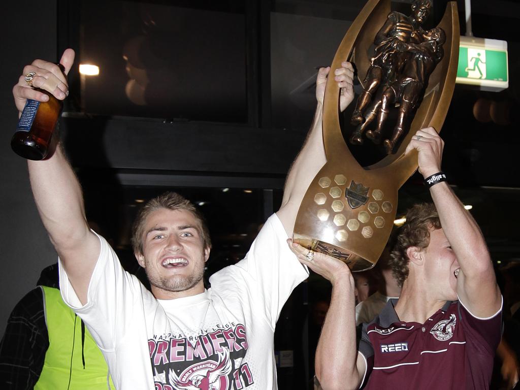 Foran celebrates after the Sea Eagles won the premiership Picture: Bill Hearne