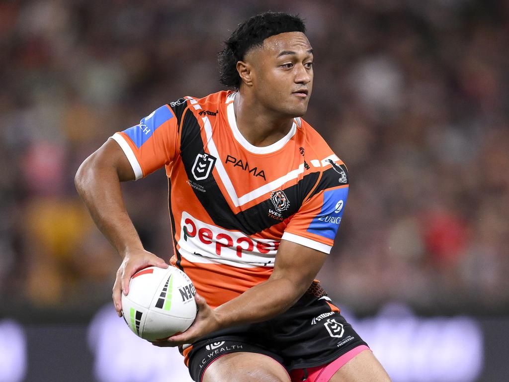 Wests Tigers' Latu Fainu has struggled with injury for years but has finally got his chance to win the No.7 jersey long term. Picture: NRL Photos