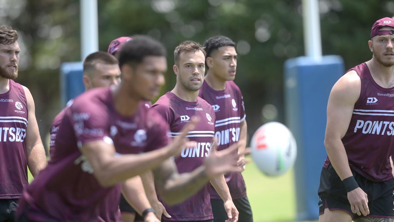 Luke Brooks (C) will face a long wait before coming up against his old club, Wests Tigers. Picture: Jeremy Piper